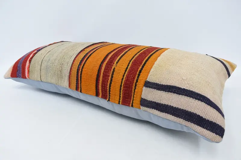 Pillow, Kilim Pillow Cover, 16x36 Orange Pillow, Ethnical Kilim Rug Pillow, Lounge Throw Cushion Cover, Vintage Kilim Throw Pillow - 5