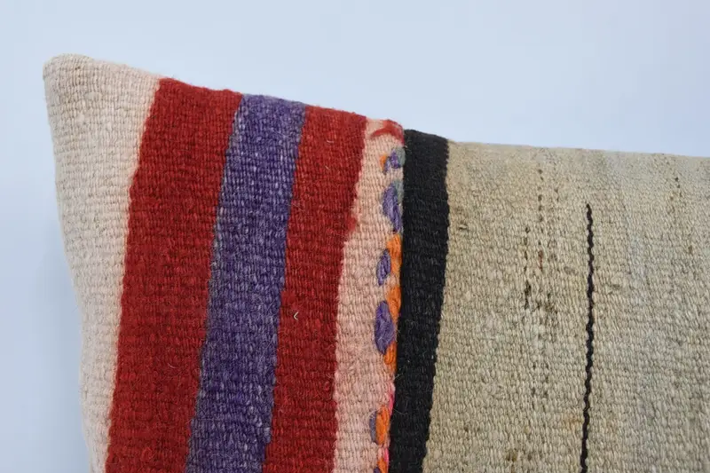 Pillow, Kilim Pillow Cover, 16x36 Orange Pillow, Ethnical Kilim Rug Pillow, Lounge Throw Cushion Cover, Vintage Kilim Throw Pillow - 2