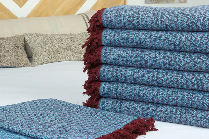 Housewarming Gift, Turkish Beach Blanket, Decorative Blanket, 88x76 Cotton Heart Design  Towel, Xmas Gifts, Christmas Tablecloth, Bachelorette Gifts - 3