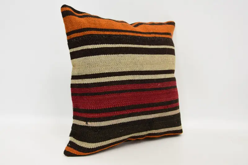 Vintage Pillow Cover, 12x12 Brown Pillow Sham, Cushion Case, Pillow for Couch, Pillow for Sofa, Bohemian Cushion Cushion Case, Turkish Kilim Pillow - 3