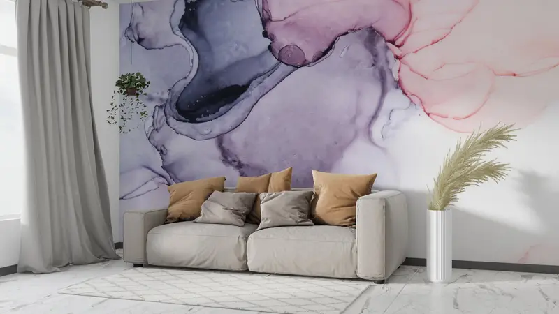 Modern Marble Wall Painting, Bright Wall Paper, Alcohol Ink Wall Mural, , 3d Wall Paper, Custom Wall Paper, Soft Tones Marble Wall Mural, - 4