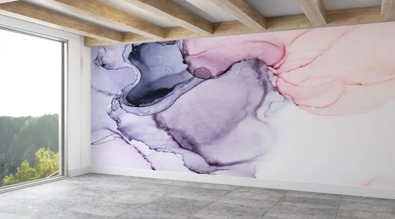 Modern Marble Wall Painting, Bright Wall Paper, Alcohol Ink Wall Mural, , 3d Wall Paper, Custom Wall Paper, Soft Tones Marble Wall Mural, - 2