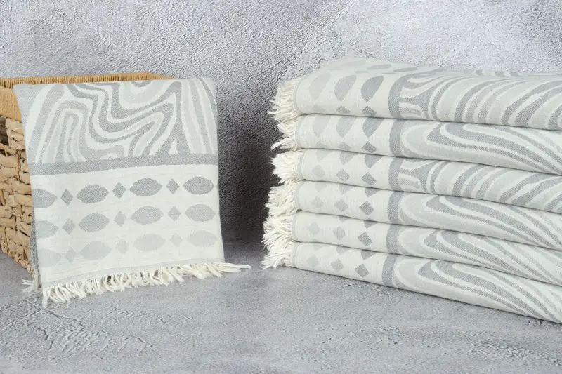 Sand-resistant towel, Sand-free towel, Beach towel, Gift For Boyfriend, Embroidery Towel, Spa Towel, 70x40 Cotton Geometric Towel, Cute Beach Towel - 4