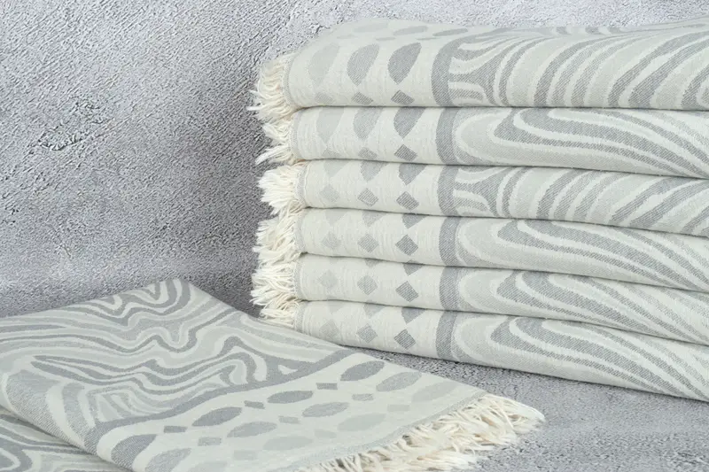 Sand-resistant towel, Sand-free towel, Beach towel, Gift For Boyfriend, Embroidery Towel, Spa Towel, 70x40 Cotton Geometric Towel, Cute Beach Towel - 3