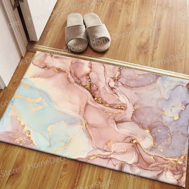 Alfombra estampada de mármol dorado brillante: diseño moderno y de lujo