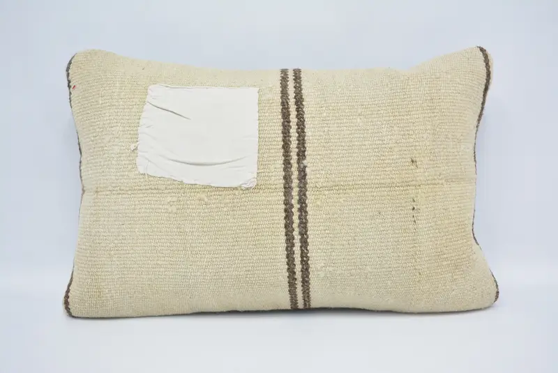 Cushion, Gift Pillow, Garden Pillow, Interior Designer Pillow, Chair Pillow Sham, Boho Pillow Sham Cover, Knitted Cushion, 16x24 Beige Pillow Case - 1
