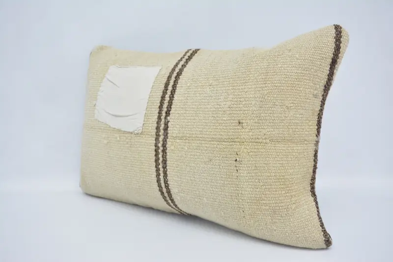 Cushion, Gift Pillow, Garden Pillow, Interior Designer Pillow, Chair Pillow Sham, Boho Pillow Sham Cover, Knitted Cushion, 16x24 Beige Pillow Case - 4