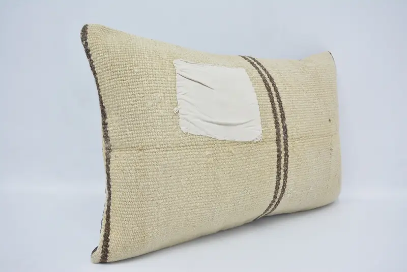 Cushion, Gift Pillow, Garden Pillow, Interior Designer Pillow, Chair Pillow Sham, Boho Pillow Sham Cover, Knitted Cushion, 16x24 Beige Pillow Case - 3
