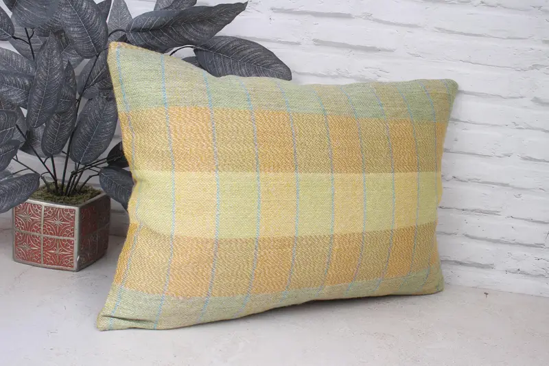 Decorative Bolster Pillow Cover, Vintage Kilim Pillow, Kilim Pillow, Cushion Cover, 16x24 Green Pillow Cover, Gift Pillow - 3