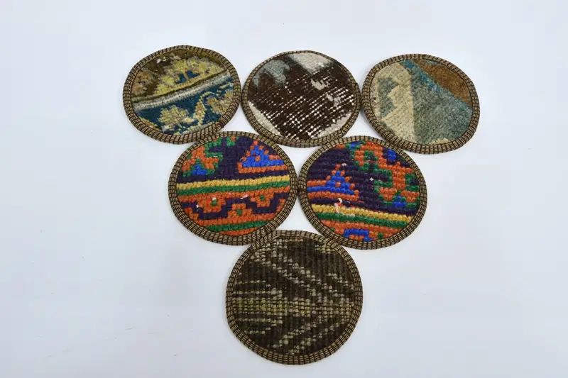 ボヘミアンラウンドコースター、ブラウンとオレンジのサークルコースター