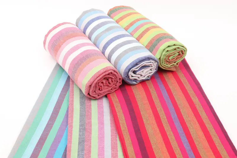 Personalized Beach Towel Organic Cotton Light Pink Striped, 70x36 Inches