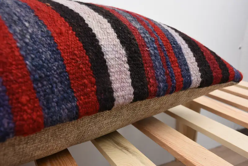 Pillow, Boho Pillow, Boho Throw Pillow Sham, Handmade Rug Seat Pillow Case, Pillow for Sofa, 16x48 Red Cushion, Interior Designer Pillow - 7