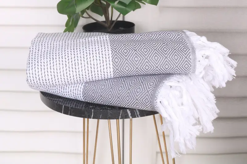 Towel With Name, Fouta towel, Girls Weekend Getaways Ideas, 70x40 Cotton Diamond Towel, Soft towel, Quick-Dry Beach Towel, Memorial Gift, Spa Towel - 3