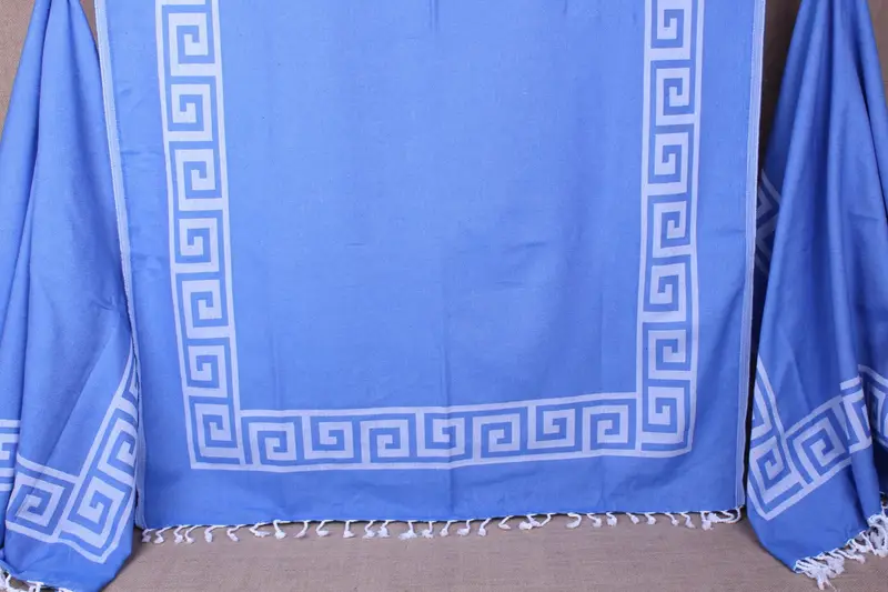 Embroidered Beach Towel Blue Patterned, Personalized, 40x71 Inches