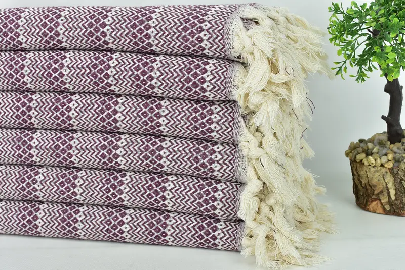 Sand-resistant towel, Sand-free towel, Boyfriend Christmas Gift, 70x38 Cotton Diamond Towel, Handmade Turkish hammam towel, Embroidered Towel - 3
