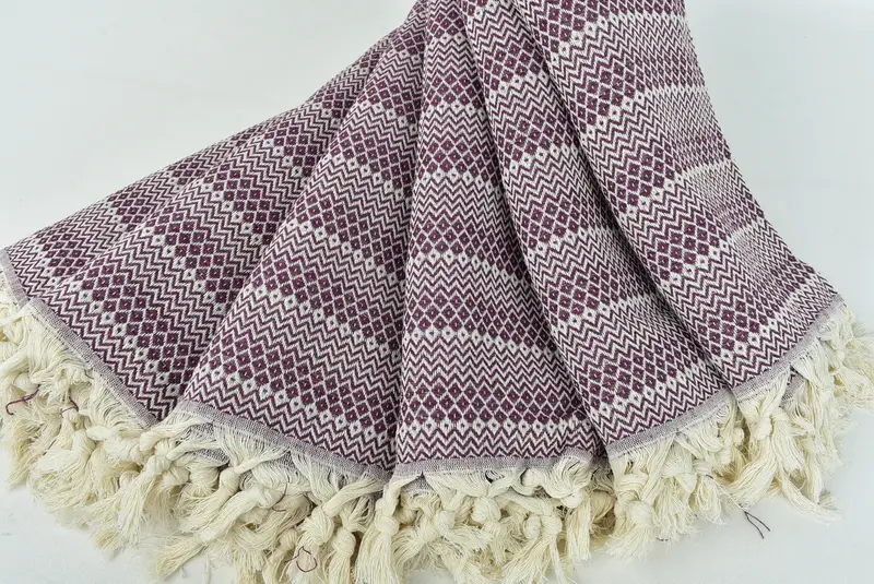 Sand-resistant towel, Sand-free towel, Boyfriend Christmas Gift, 70x38 Cotton Diamond Towel, Handmade Turkish hammam towel, Embroidered Towel - 4