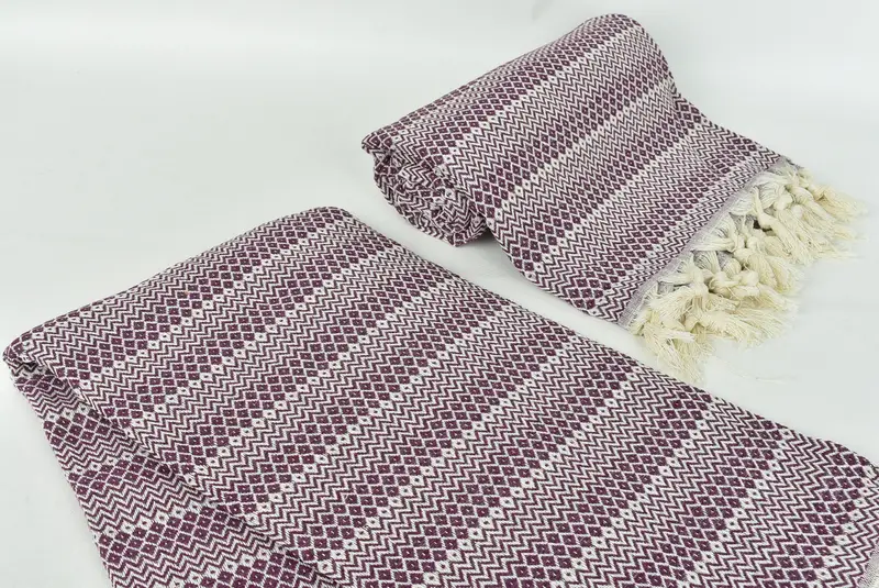 Sand-resistant towel, Sand-free towel, Boyfriend Christmas Gift, 70x38 Cotton Diamond Towel, Handmade Turkish hammam towel, Embroidered Towel - 7