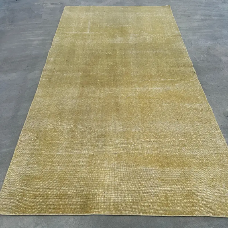 Turkish Rug, Area 4.3x8 ft Vintage Rug, Yellow Moroccan Wool Rug - 1