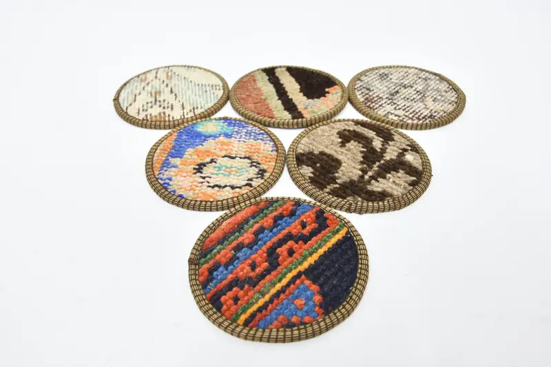 Böhmische runde Untersetzer, Tischuntersetzer in Orange und Bronze