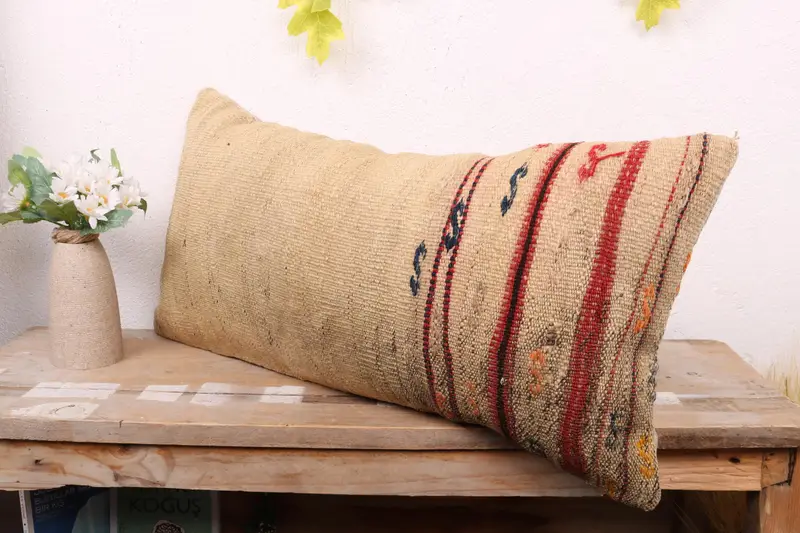 12x24 Beige Cushion Cover, Vintage Pillow, Rustic Pillow, Pillow for Sofa, Cushion, Turkish Kilim Pillow, Oriental Cushion Cover - 4