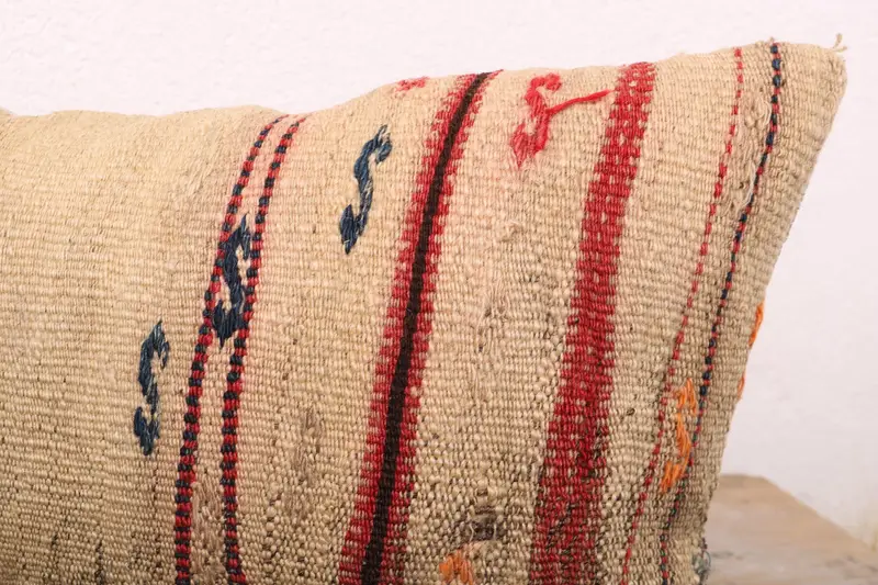 12x24 Beige Cushion Cover, Vintage Pillow, Rustic Pillow, Pillow for Sofa, Cushion, Turkish Kilim Pillow, Oriental Cushion Cover - 5