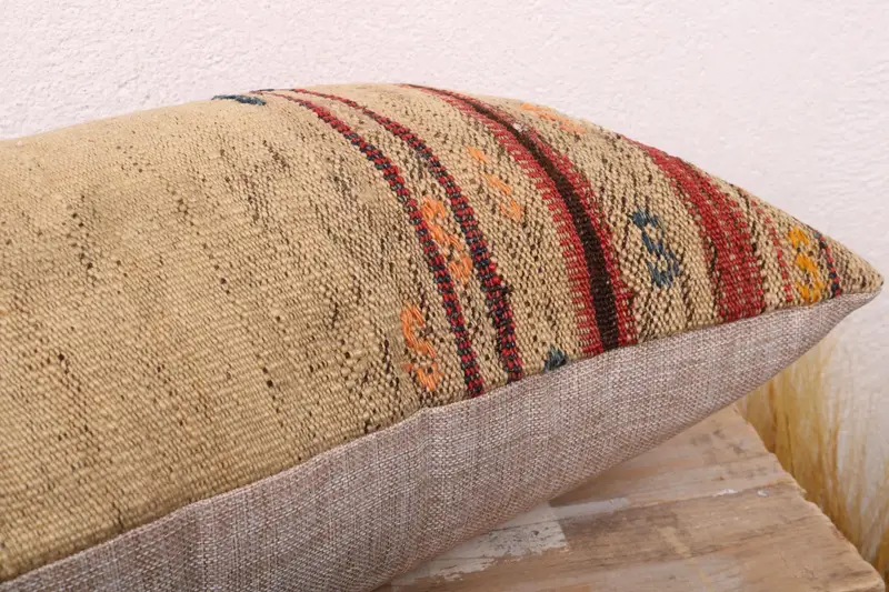 12x24 Beige Cushion Cover, Vintage Pillow, Rustic Pillow, Pillow for Sofa, Cushion, Turkish Kilim Pillow, Oriental Cushion Cover - 6