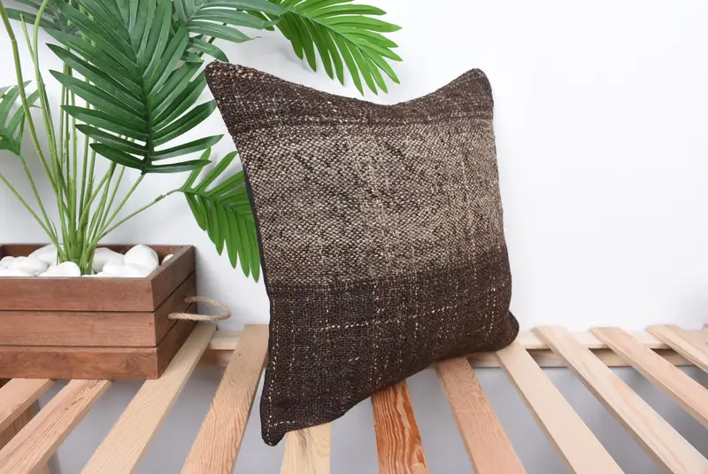 Bright Cushion Case, Pillow Case, Kilim Cushion Sham, Boho Throw Pillow Cover, 16x16 Brown Cushion Cover, Gift Pillow, Kilim Pillow Cover - 4