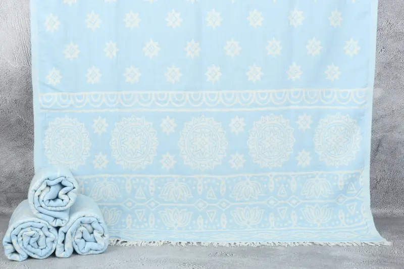 Babyblaues Baumwollhandtuch, Freundgeschenk, Regenbogen, 36x71 Zoll