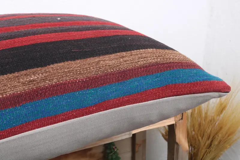 Armchair Pillow Sham, Ikat Cushion, 24x24 Red Pillow Case, Cushion, Throw Kilim Pillow, Pillow for Sofa, Home Decor Pillow - 6