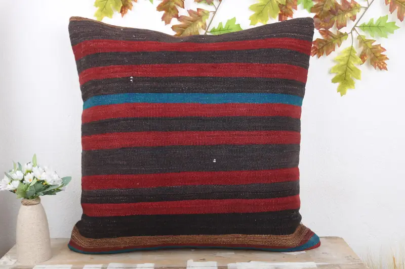 Armchair Pillow Sham, Ikat Cushion, 24x24 Red Pillow Case, Cushion, Throw Kilim Pillow, Pillow for Sofa, Home Decor Pillow - 2