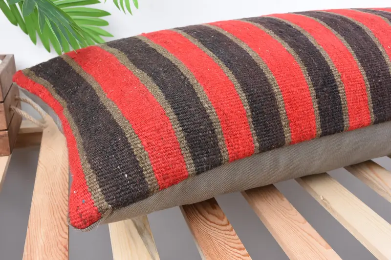 16x36 Red Cushion Cover, Pillow Case, Vintage Kilim Pillow, Pillow for Sofa, Southwestern Pillow Case, Throw Kilim Pillow - 6