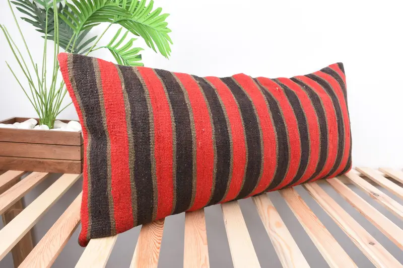 16x36 Red Cushion Cover, Pillow Case, Vintage Kilim Pillow, Pillow for Sofa, Southwestern Pillow Case, Throw Kilim Pillow - 4