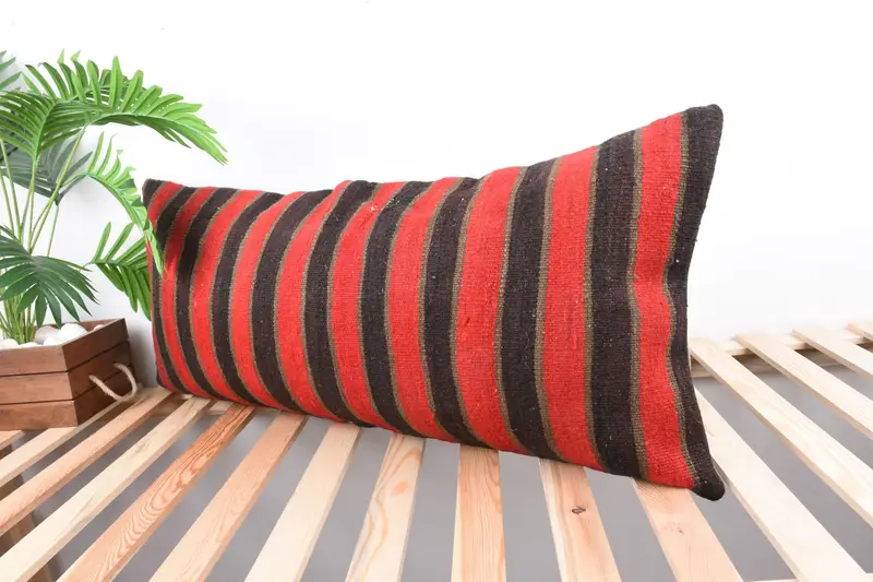 16x36 Red Cushion Cover, Pillow Case, Vintage Kilim Pillow, Pillow for Sofa, Southwestern Pillow Case, Throw Kilim Pillow - 5