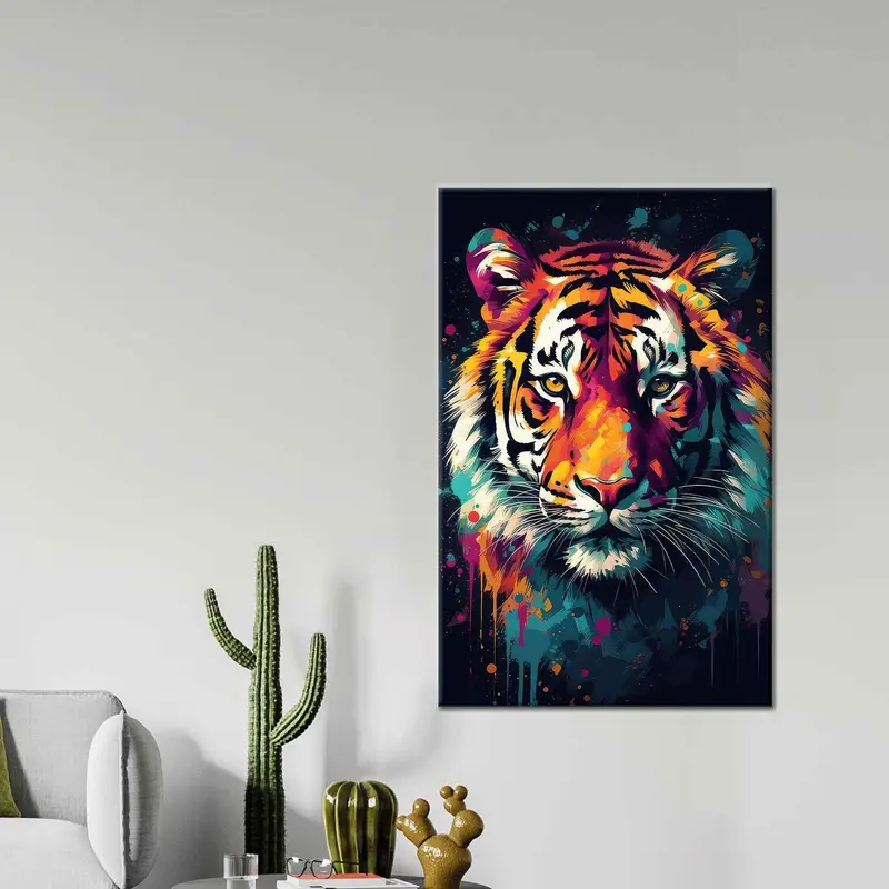 Modern Abstract Tiger Canvas: Vibrant, Trendy Tiger Lover Gift