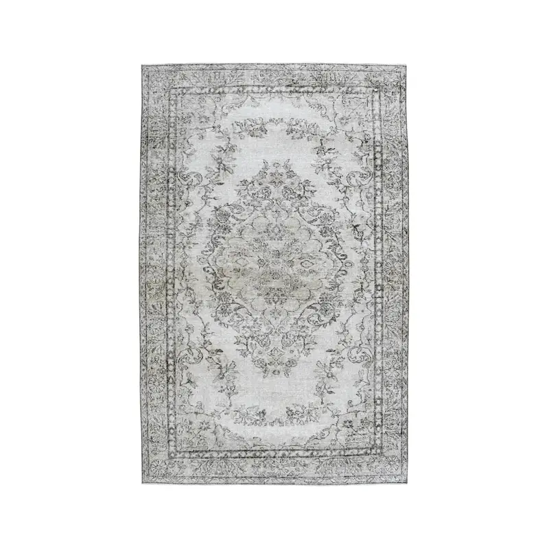 5.6x9 ft Vintage Rug, Turkish Large Rug, Gray Black Check Wool Rug - 1