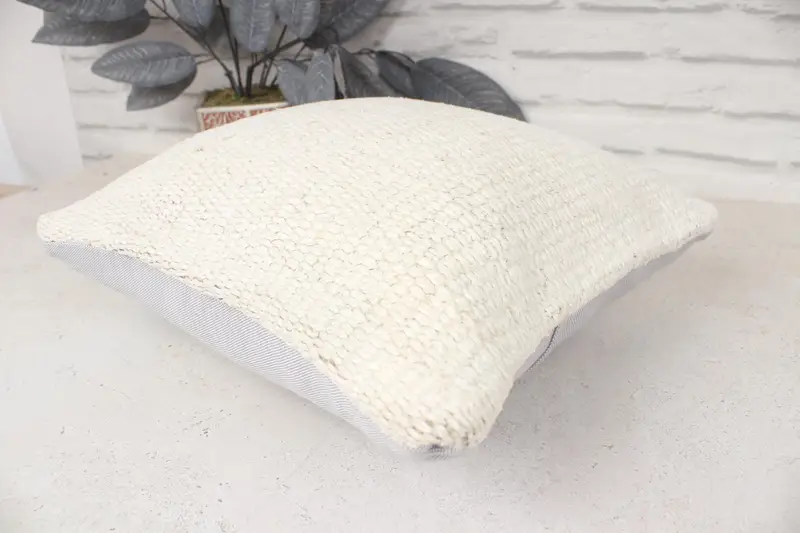 Anatolian Pillow, Vintage Pillow, 14x14 Beige Cushion, Boho Pillow Sham Cover, Square Throw Pillow Cover, Vintage Kilim Pillow, Pillow Case - 6