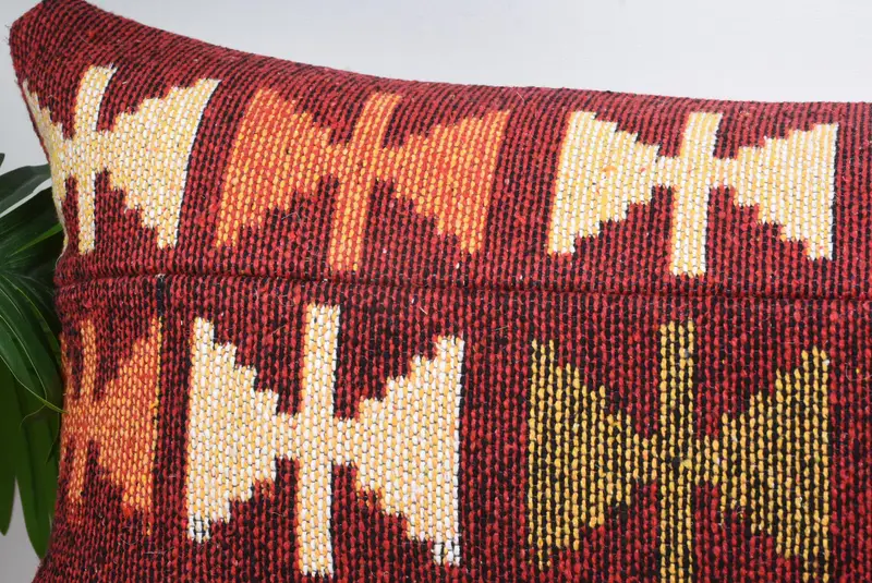 Cushion Case, 16x43 Red Pillow Sham, Home Decor Pillow, Ethnic Pillow Cover, Throw Kilim Pillow, Ethnical Kilim Rug Pillow - 2