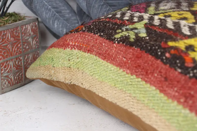 Kilim Pillow Cover, Handwoven Pillow Cover, Pillow, Vintage Kilim Pillow, Gift Pillow, 12x24 Red Cushion Cover, Christmas Pillow Cover - 7