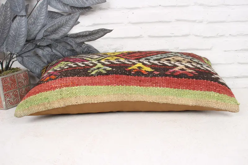 Kilim Pillow Cover, Handwoven Pillow Cover, Pillow, Vintage Kilim Pillow, Gift Pillow, 12x24 Red Cushion Cover, Christmas Pillow Cover - 5
