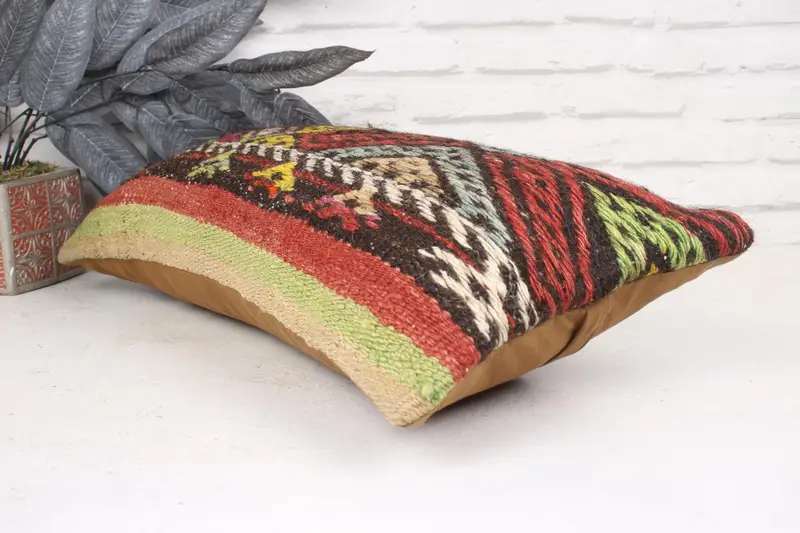 Kilim Pillow Cover, Handwoven Pillow Cover, Pillow, Vintage Kilim Pillow, Gift Pillow, 12x24 Red Cushion Cover, Christmas Pillow Cover - 6