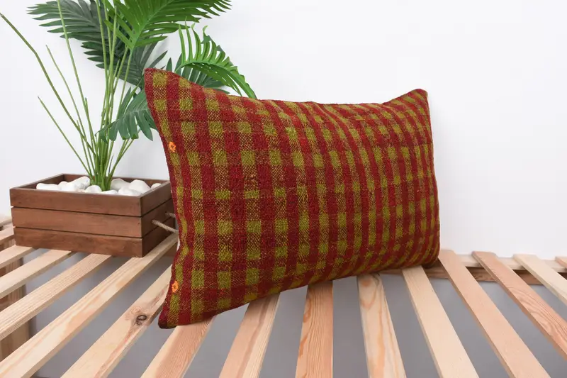 Couch Cushion Case, 16x24 Red Pillow, Throw Kilim Pillow, Square Throw Pillow Case, Cushion Cover, Gift Pillow, Vintage Kilim Throw Pillow - 4