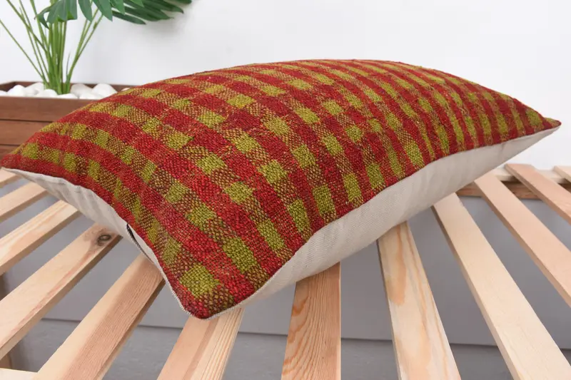 Couch Cushion Case, 16x24 Red Pillow, Throw Kilim Pillow, Square Throw Pillow Case, Cushion Cover, Gift Pillow, Vintage Kilim Throw Pillow - 6