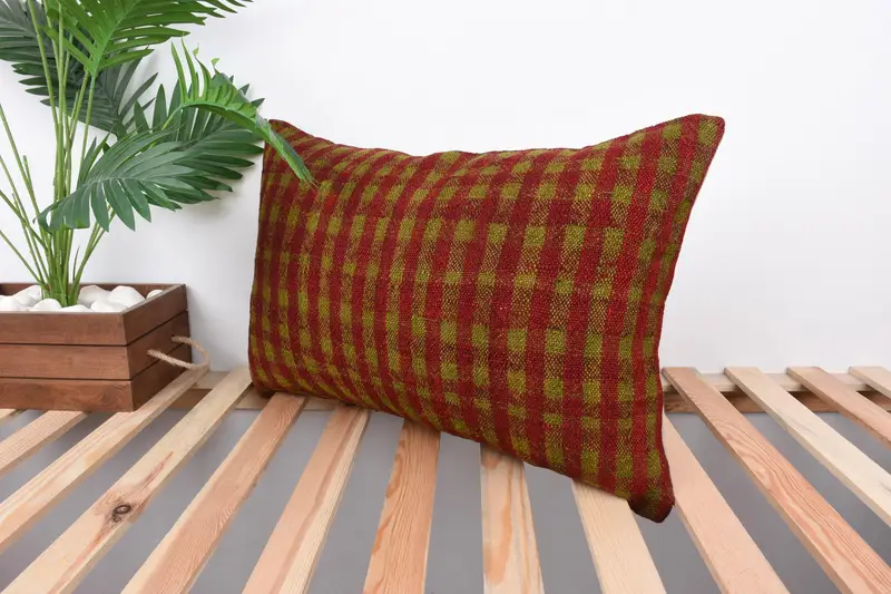 Couch Cushion Case, 16x24 Red Pillow, Throw Kilim Pillow, Square Throw Pillow Case, Cushion Cover, Gift Pillow, Vintage Kilim Throw Pillow - 5