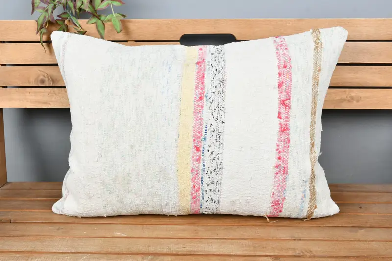 Colorful Pillow Sham, Home Decor Pillow, Kilim Pillow Cover, Farmhouse Pillow Sham, Pillow, Vintage Kilim Pillow, 20x28 White Pillow Case - 6