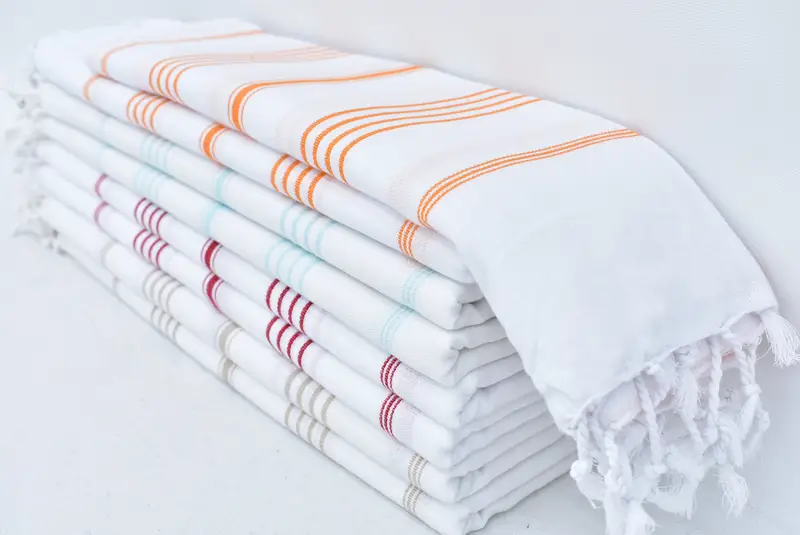 Wedding Gift Green Striped Organic Cotton Towel, 70x40 Inches