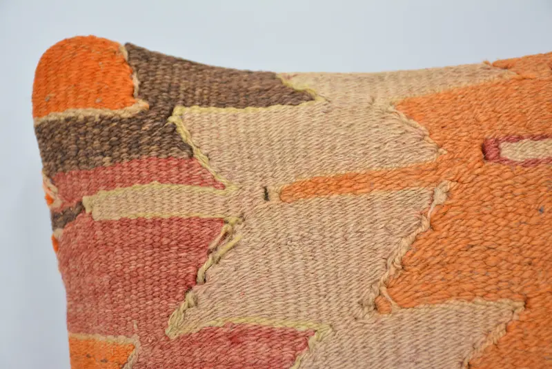 Boho Pillow Sham Cover, Kilim Pillow Cover, Pillow for Sofa, Decorative Bolster Pillow Case, Cotton Pillow Cover, Cushion Cover, 12x12 Red Pillow - 2