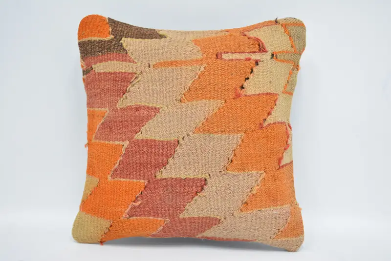 Boho Pillow Sham Cover, Kilim Pillow Cover, Pillow for Sofa, Decorative Bolster Pillow Case, Cotton Pillow Cover, Cushion Cover, 12x12 Red Pillow - 1