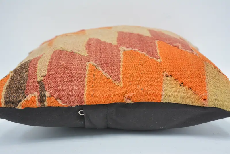 Boho Pillow Sham Cover, Kilim Pillow Cover, Pillow for Sofa, Decorative Bolster Pillow Case, Cotton Pillow Cover, Cushion Cover, 12x12 Red Pillow - 5