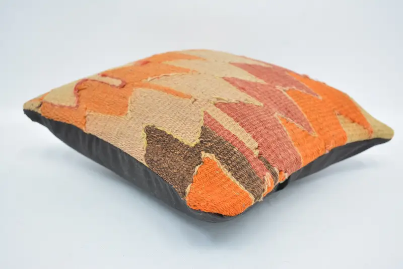 Boho Pillow Sham Cover, Kilim Pillow Cover, Pillow for Sofa, Decorative Bolster Pillow Case, Cotton Pillow Cover, Cushion Cover, 12x12 Red Pillow - 6