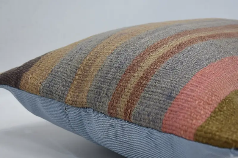 Decorative Throw Pillow, Boho Pillow, Turkish Kilim Pillow, Crochet Pattern Pillow, Cushion, Boho Pillow Sham Cover, 16x36 Blue Pillow Sham - 5